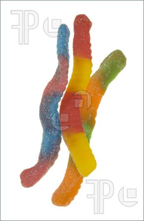 Picture Of Candy Neon Gummy Worms  Isolated On White Background
