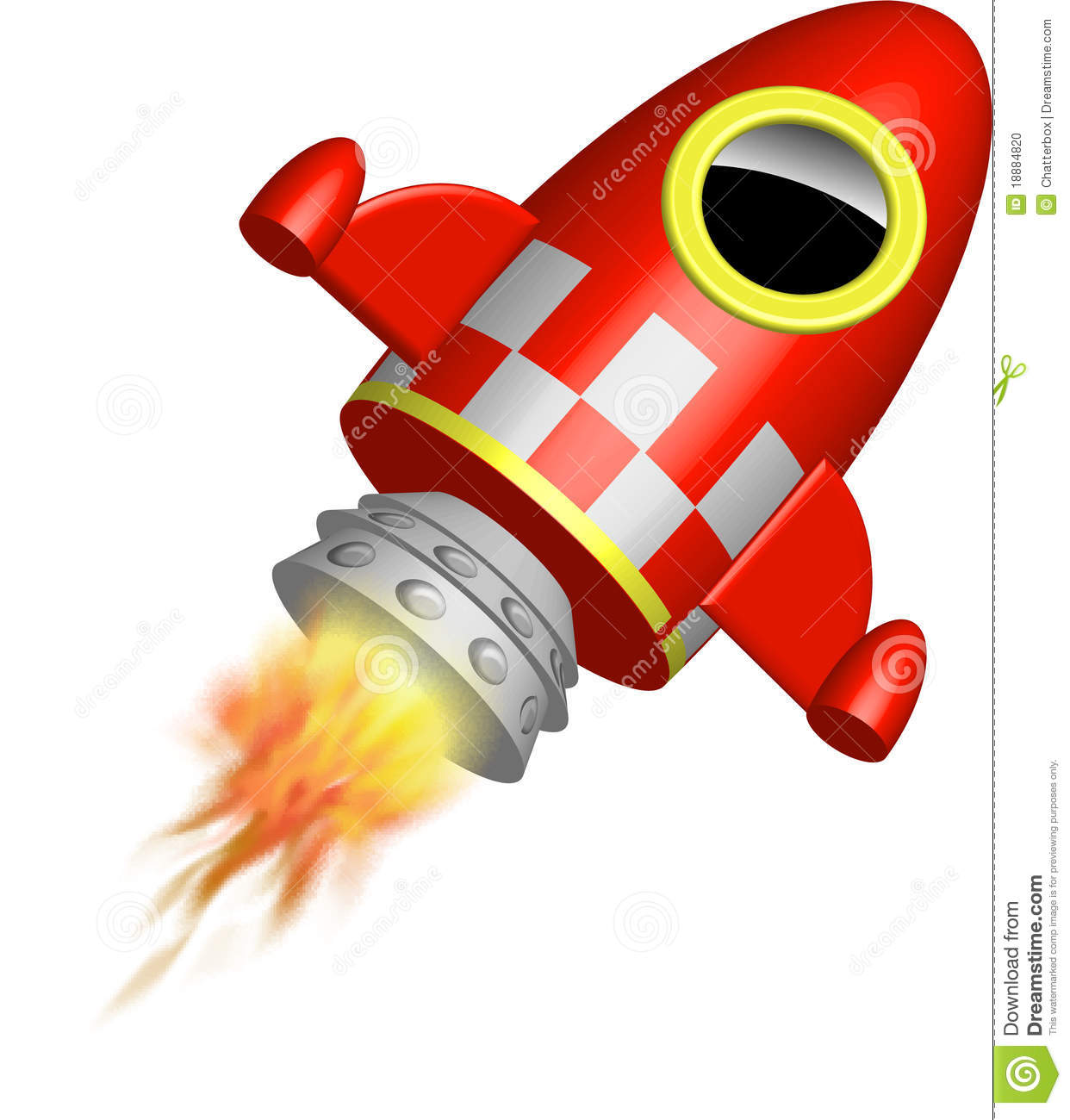 Red Little Rocket Ship With Flames Stock Photo   Image  18884820