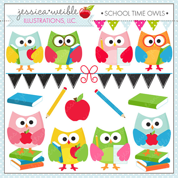 School Owl Clipart School Graphics School Clip Art Cute Owl By Jw