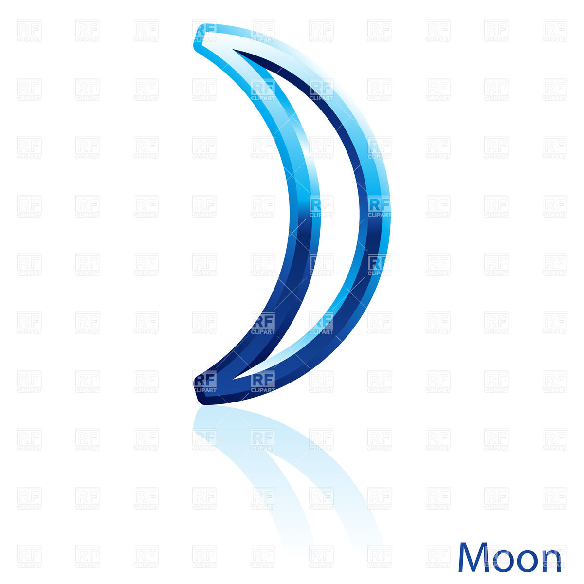 Shiny Blue Moon Sign On White Background Download Royalty Free Vector