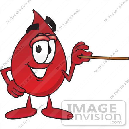 33362 Clip Art Graphic Of A Transfusion Blood Droplet Mascot Cartoon