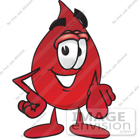 33371 Clip Art Graphic Of A Transfusion Blood Droplet Mascot Cartoon