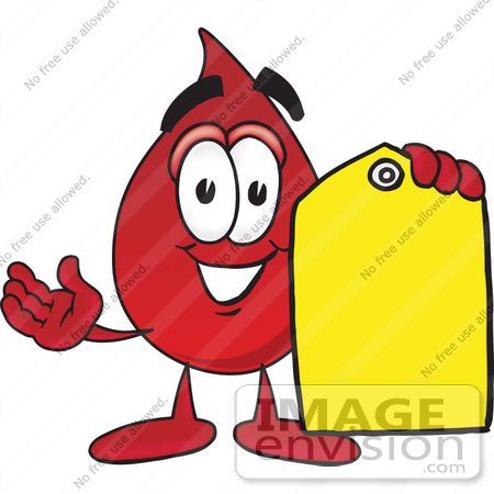 33376 Clip Art Graphic Of A Transfusion Blood Droplet Mascot Cartoon