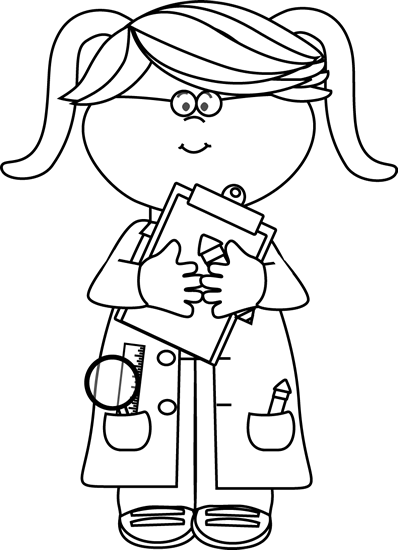 Black And White Girl Scientist With A Clipboard Clip Art Image   Black    