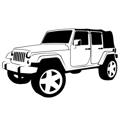     Browse   Transportation   Black   White Hand Traced Jeep Wrangler