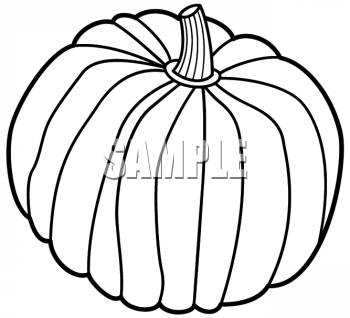 Clipart Of Black And White Outlined Pumpkin