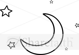 Line Art Moon And Stars   Moon Clipart