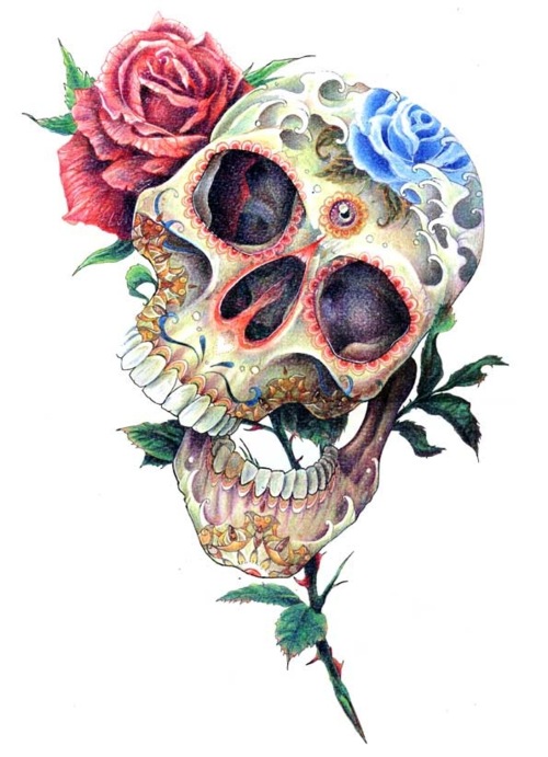 Love Drawing Art Flowers Skull Floral Anatomy Roses Sugar Skull