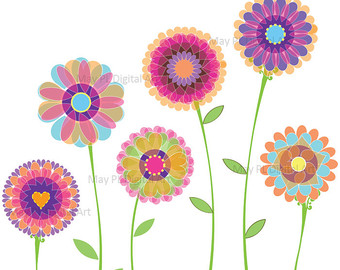 Mothers Day Spring Flowers Clipart Flowers Orange Pink Decorations