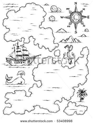 Road Map Clipart Black And White Cartoon Old Map Elements