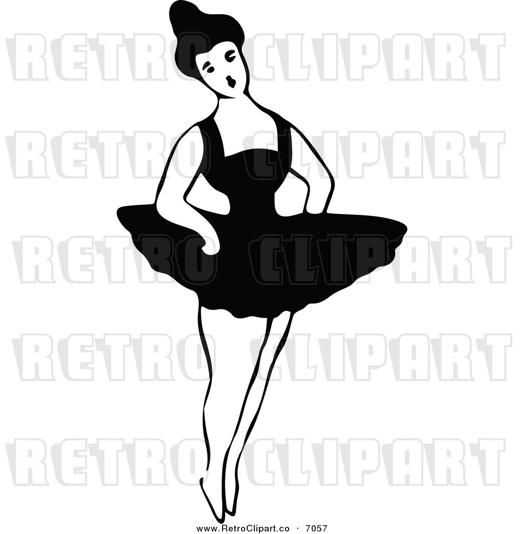 Vector Clipart Of A Retro Black And White Dancing Ballerina By Prawny    