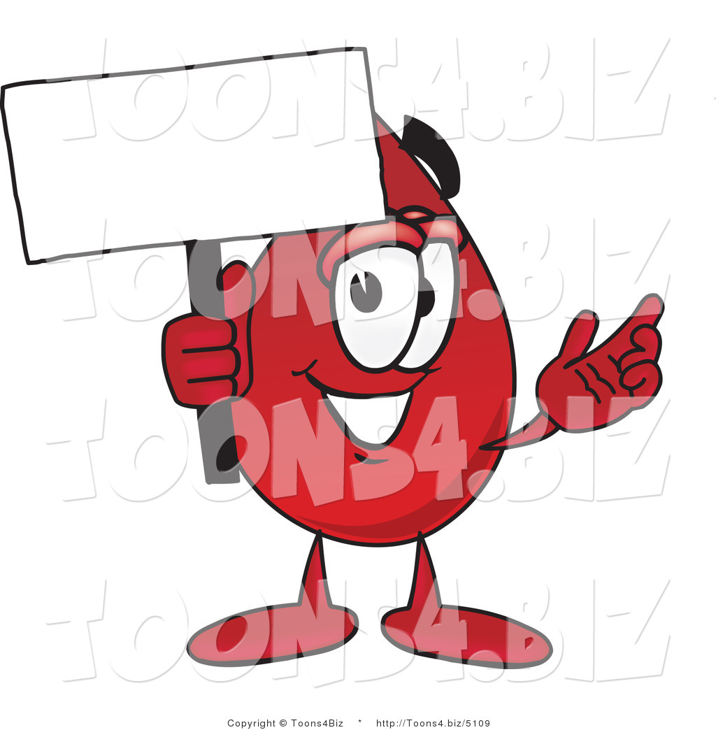 Vector Illustration Of A Cartoon Blood Droplet Mascot Holding A Blank