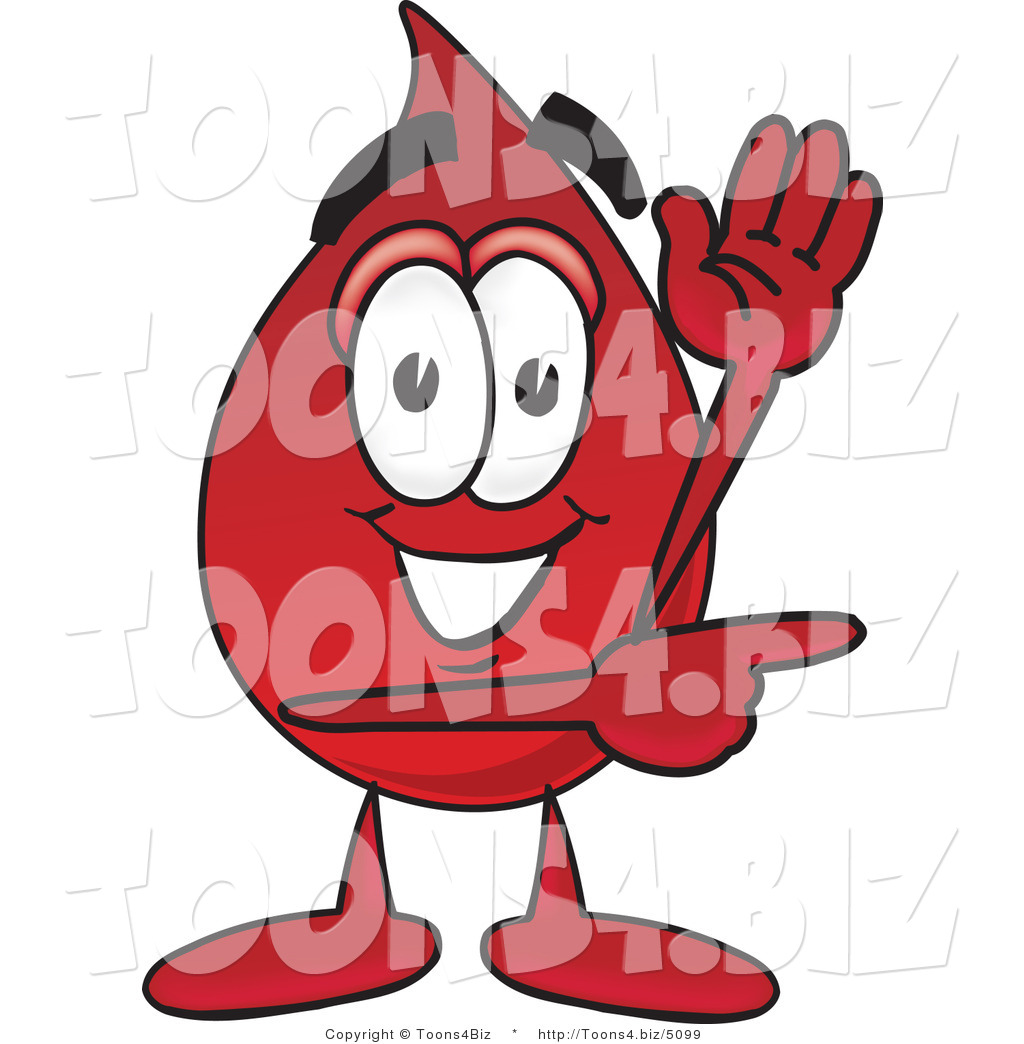 Vector Illustration Of A Cartoon Blood Droplet Mascot Waving And