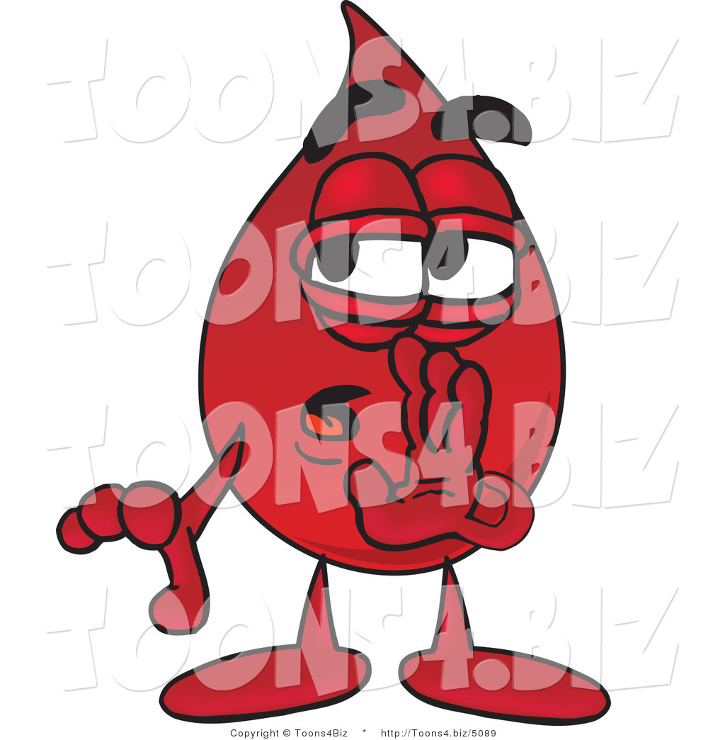 Vector Illustration Of A Cartoon Blood Droplet Mascot Whispering And