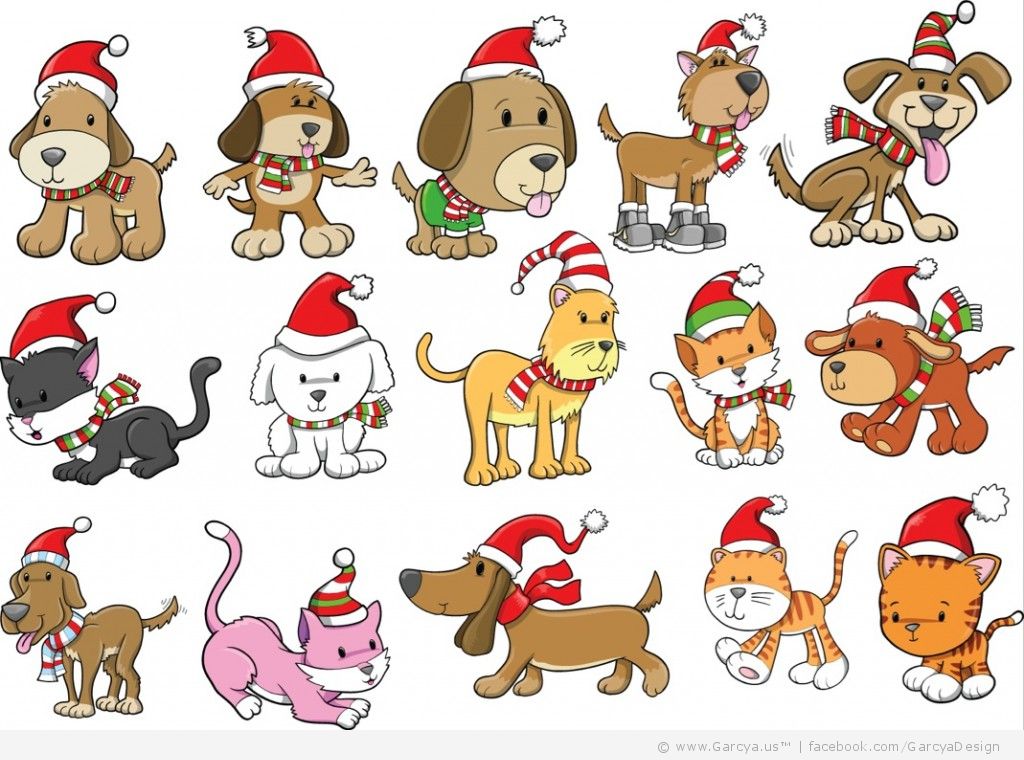 24 Cute Christmas Cats And Dogs Vectors   Web Design Blog Web Design