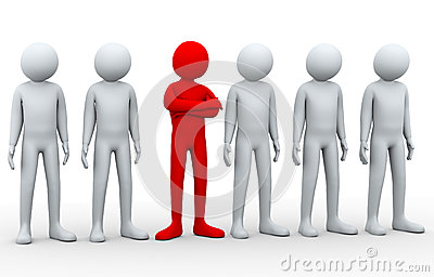 3d Illustration Of Unique Different Person In The Row Of People  3d