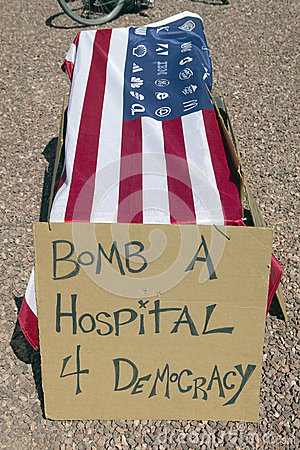 An American Flag Draped Over A Mock Coffin Editorial Photo   Image    