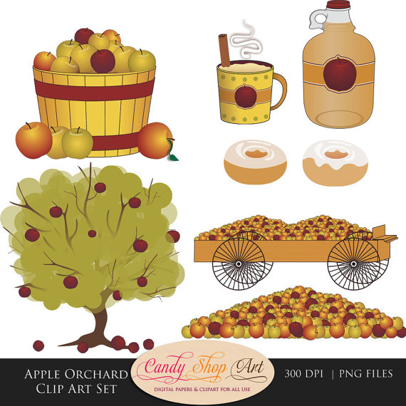 Apple Orchard Clip Art Set Apples Apple Cider Apple Barrel Wagon