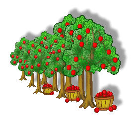 Apple Trees Clip Art   Baskets Of Apples And Trees Shadowed