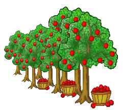 Apple Trees Clip Art   Baskets Of Apples In Orchard   Apple Trees With