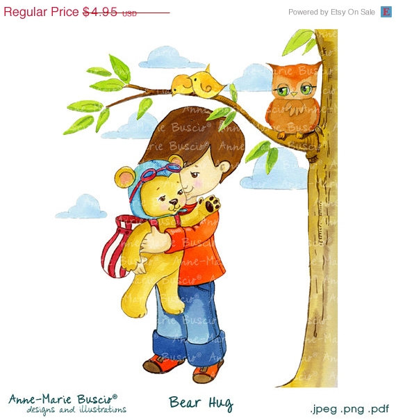 Bear Hug Clipart Illustration Printable Kids By Ambillustrations