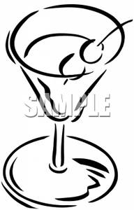 Black And White Martini   Royalty Free Clipart Picture