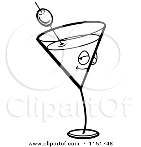 Cartoon Clipart Of A Black And White Martini Character   Vector