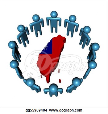 Clip Art Circle Of Abstract People Around Taiwan Map Illustration