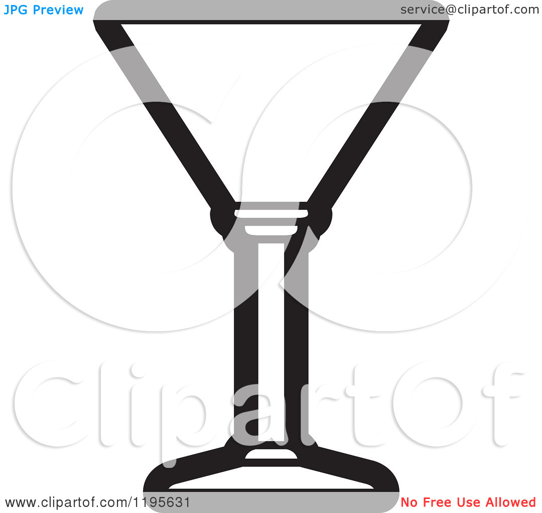 Clipart Of A Black And White Martini Cocktail Glass   Royalty Free