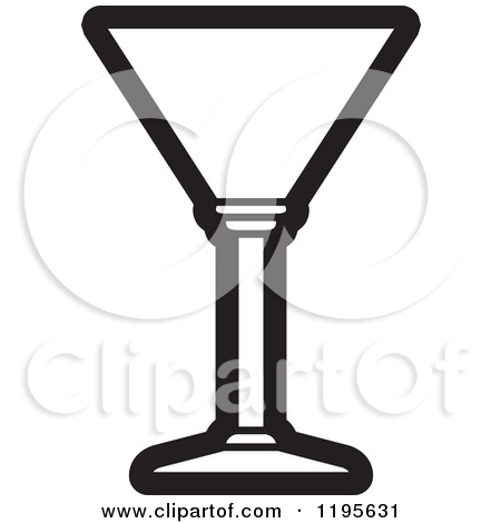 Clipart Of A Black And White Martini Cocktail Glass   Royalty Free