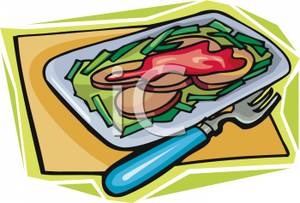 Clipart Picture  Sliced Meat On Green Beans