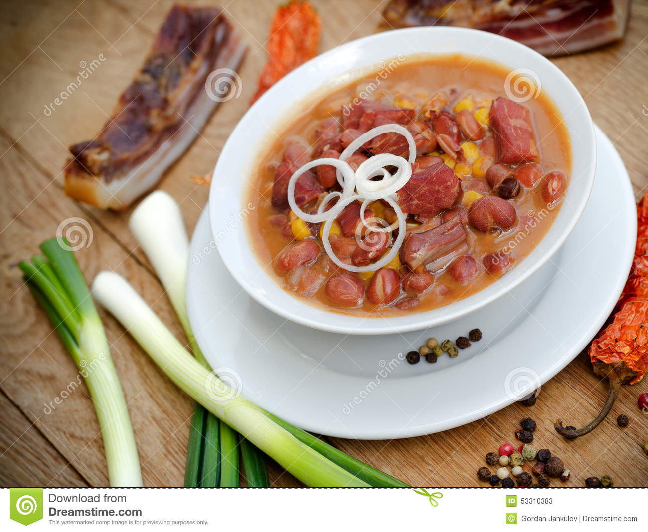 Cooked Beans With Smoked Meat Stock Photo   Image  53310383