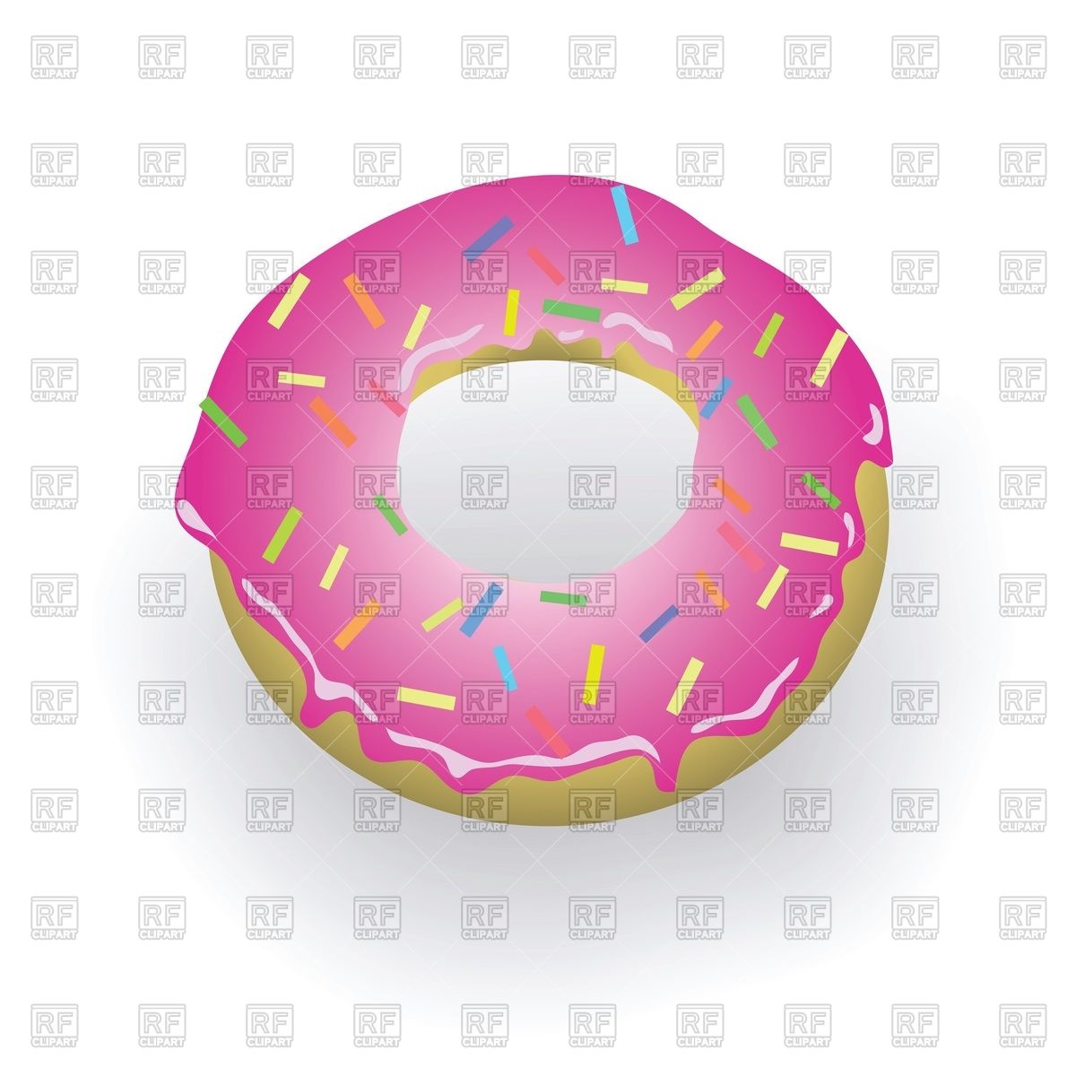 Donut With Pink Icing And Sprinkles Download Royalty Free Vector    