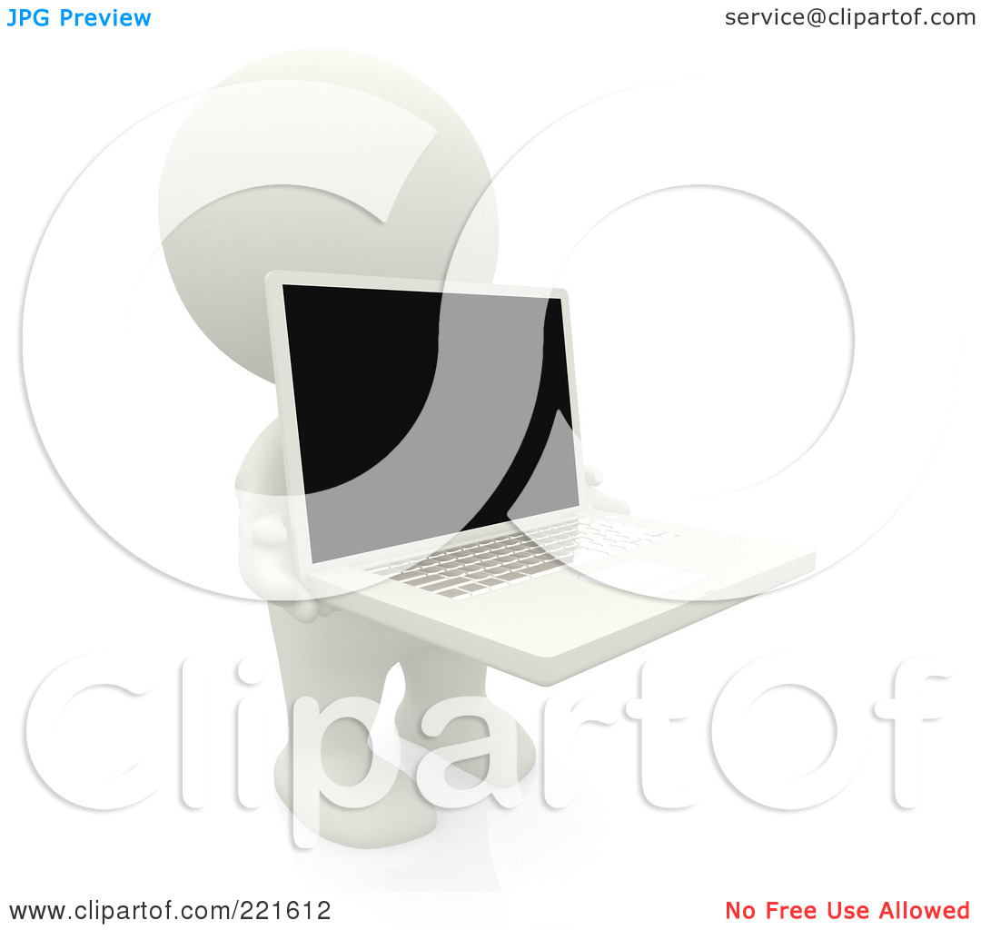 Free  Rf  Clipart Illustration Of A 3d Teeny Person Using A Laptop   6