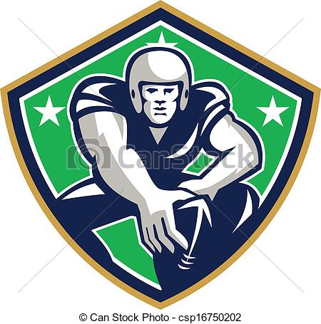Illustration Of An American Football Gridiron Player Center With Hand