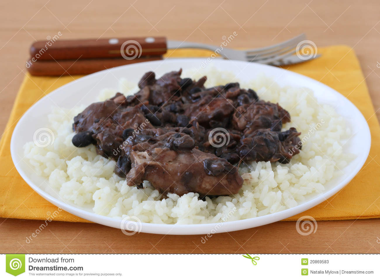Meat With Sausages And Beans On Rice Stock Photos   Image  20869583