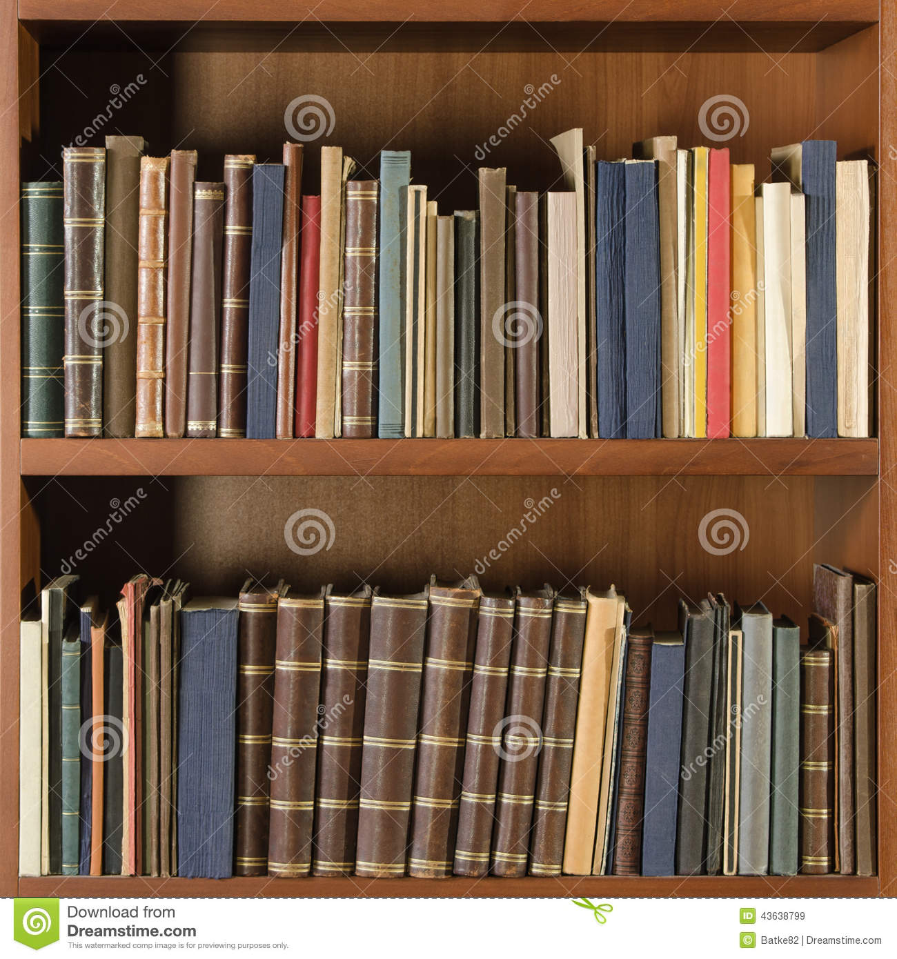 Old Books In Library Shelf   Square Composition Stock Photo   Image