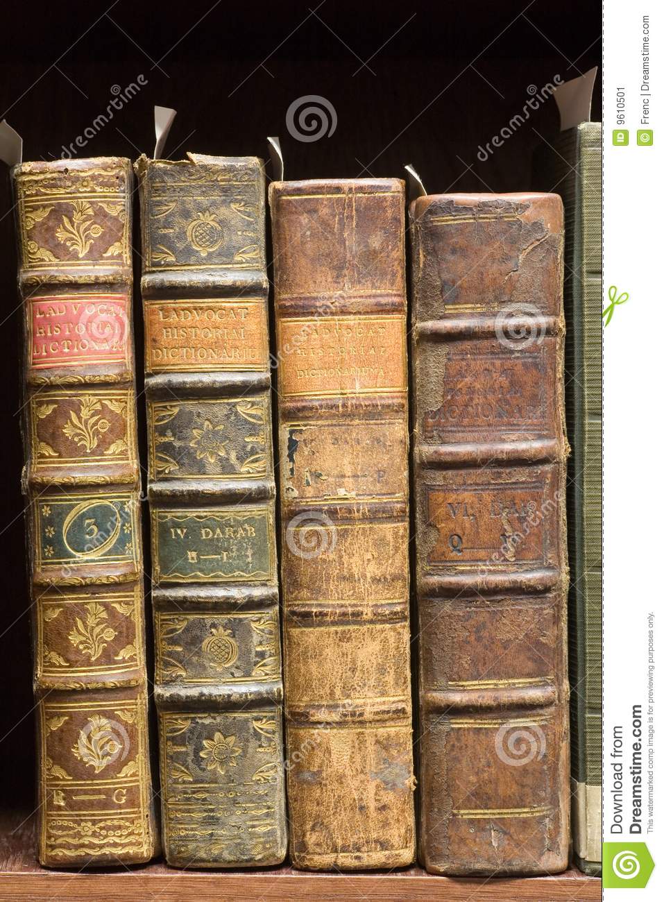 Old Books On The Shelf Stock Image   Image  9610501