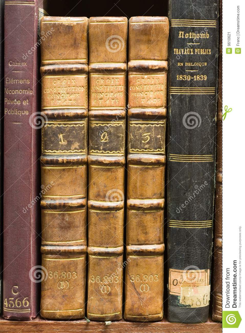 Old Books On The Shelf Stock Image   Image  9610621