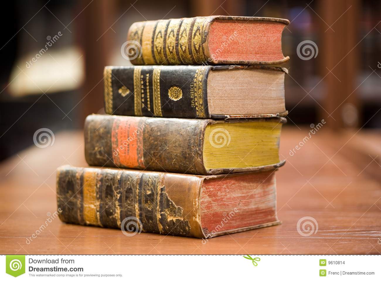 Old Books On The Shelf Stock Images   Image  9610814