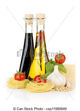 Pasta Tomatoes Basil Olive Oil Vinegar Garlic And Parmesan Cheese