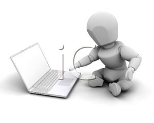 Person Sitting And Working On A Laptop   Royalty Free Clipart    
