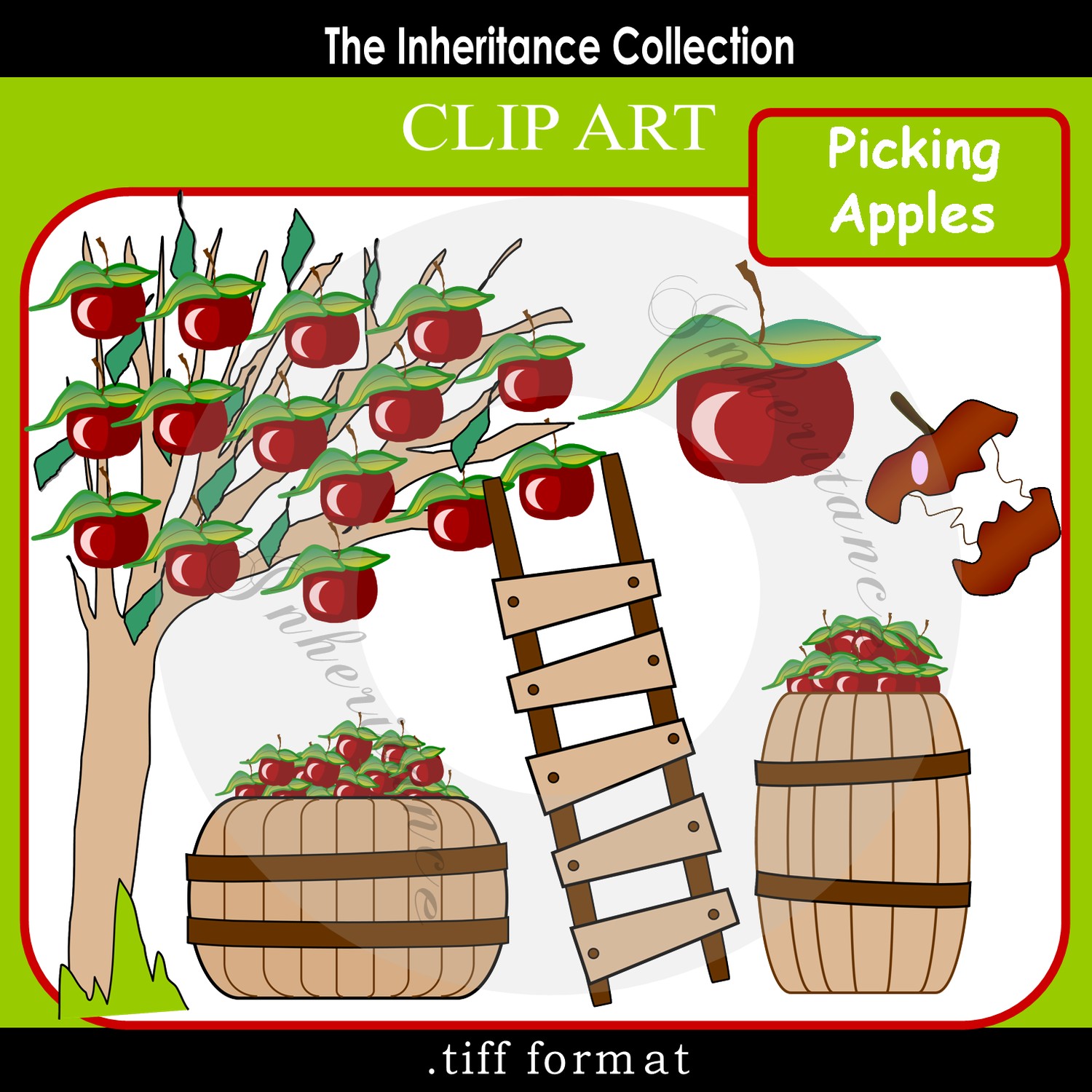 Red Apple Orchard   Clip Art Kit   Personal And Commercial Use   Cpa
