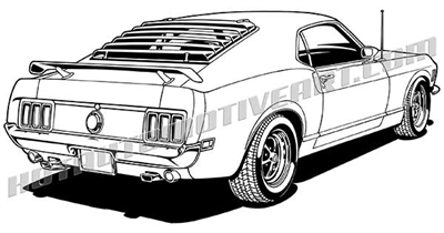 Royalty Free Clip Art 1970 Ford Mustang Fastback Car Clip Art