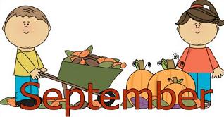 September Text And Children With Pumpkins