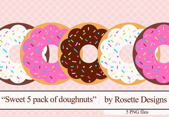 Set Of 5 Doughnuts   Doughnut Pack   Sweet Treats   Sprinkle Theme    