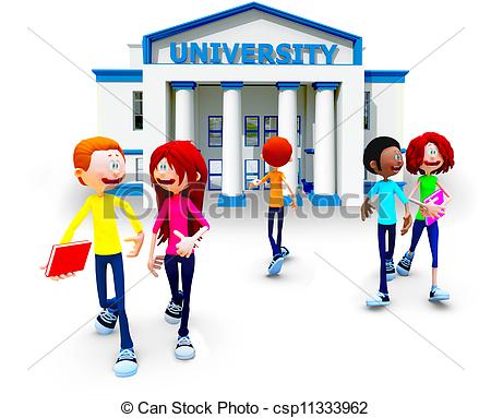 Stock Illustration Of 3d University Students   3d Students Going To