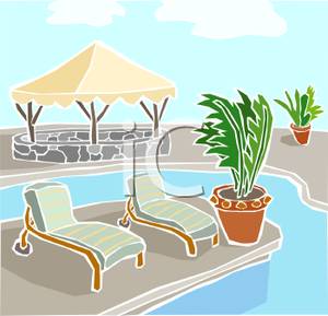 Swimming Pool At A Resort Hotel   Royalty Free Clipart Picture