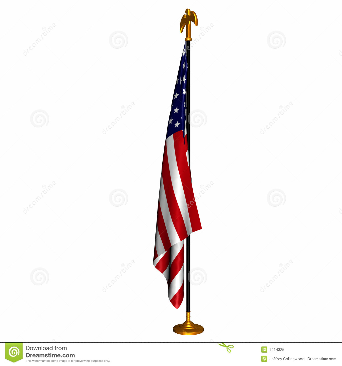 The American Flag Draped On A Flag Stand