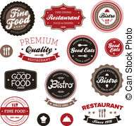 Vintage Restaurant Labels   Set Of Vintage Retro Restaurant